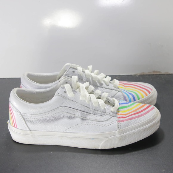 Vans Shoes - VANS Old Skool Size 7 Womens 005722 Flour Shop Rainbow White Skating Sneakers